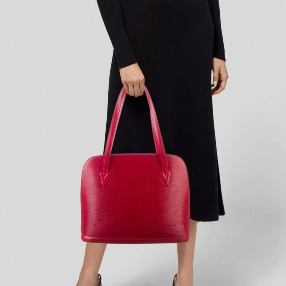Authentic Louis Vuitton Red Lussac Handbag